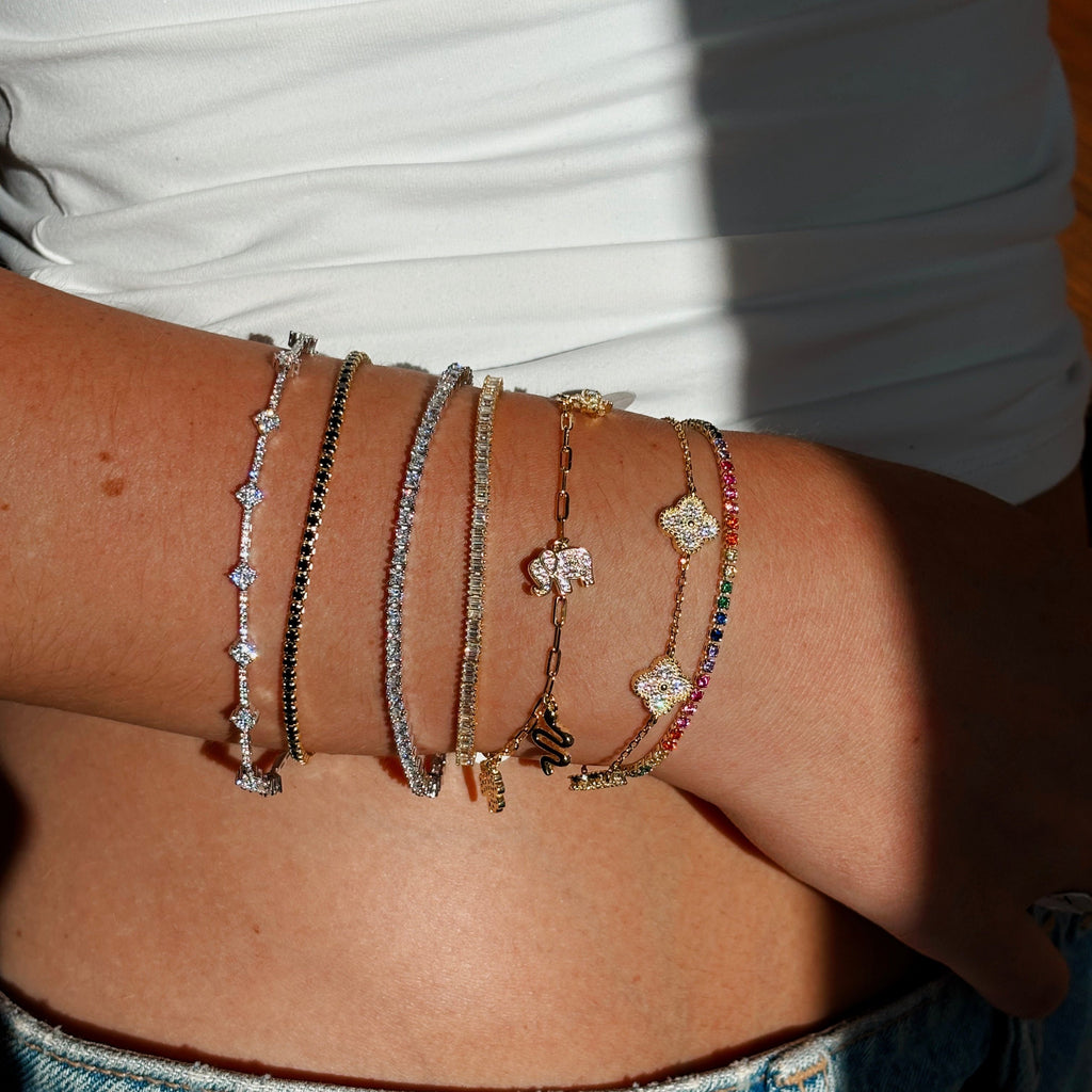 Multi Dangly Cz Charm Bracelet
