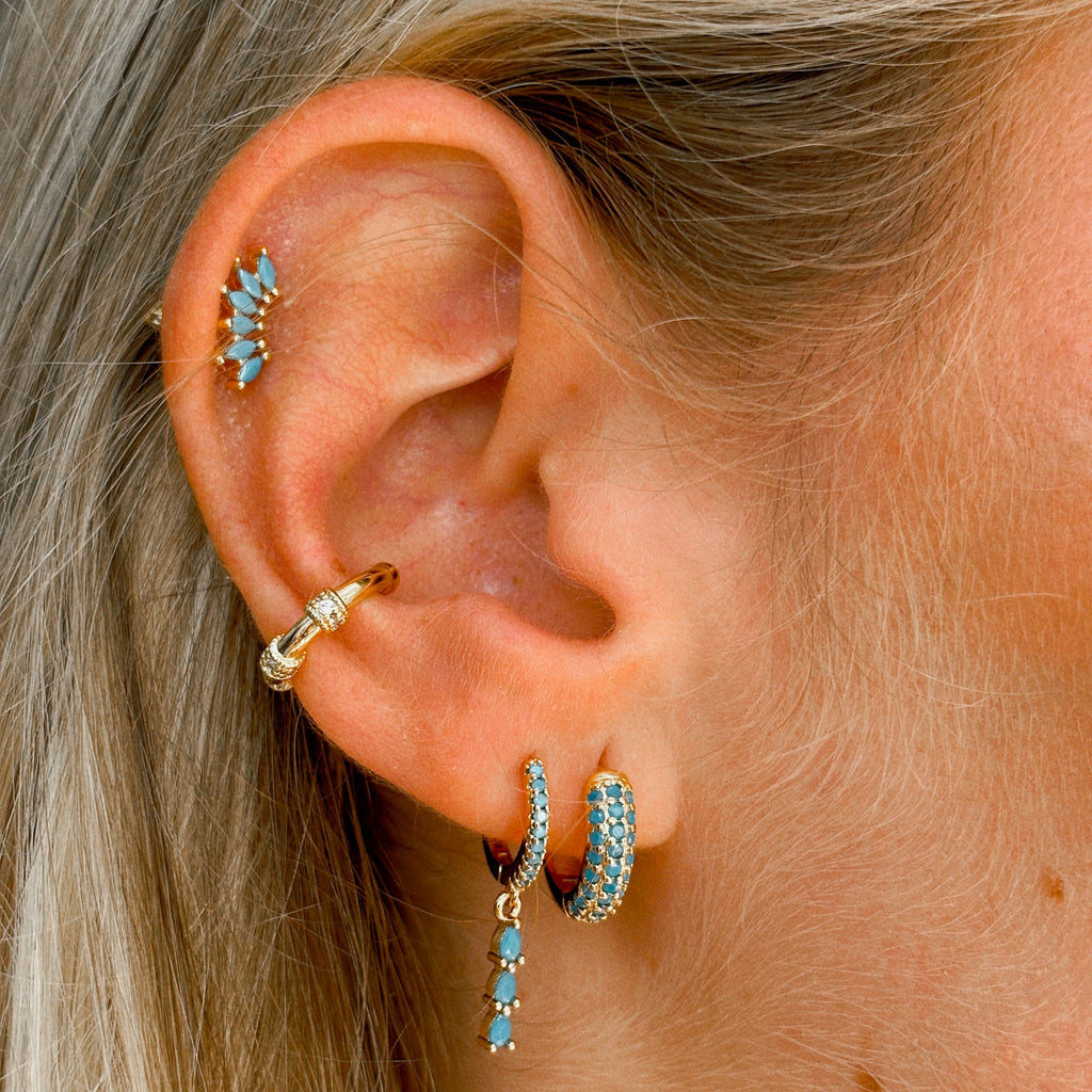 3 line Turquoise 925 Silver Earrings