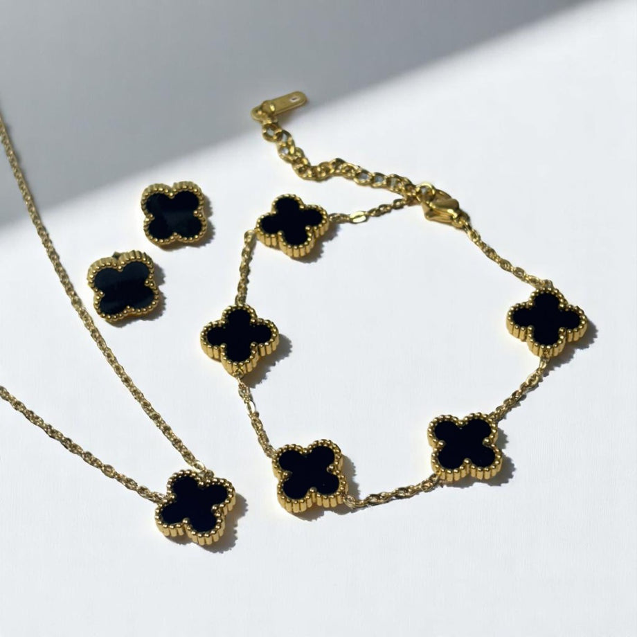 Gold and Black Bracelet  And Earrings Bundle Jewelry Bundle Black & Gold Colored Dangle Hook Earrings  main image 3